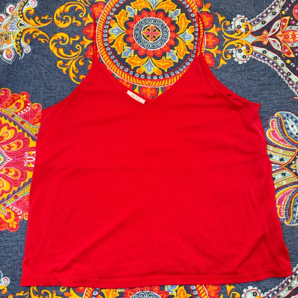 Women's Red V-Neck Spaghetti Strap Top